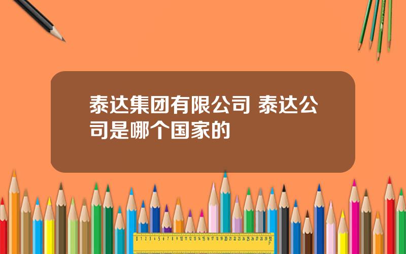 泰达集团有限公司 泰达公司是哪个国家的